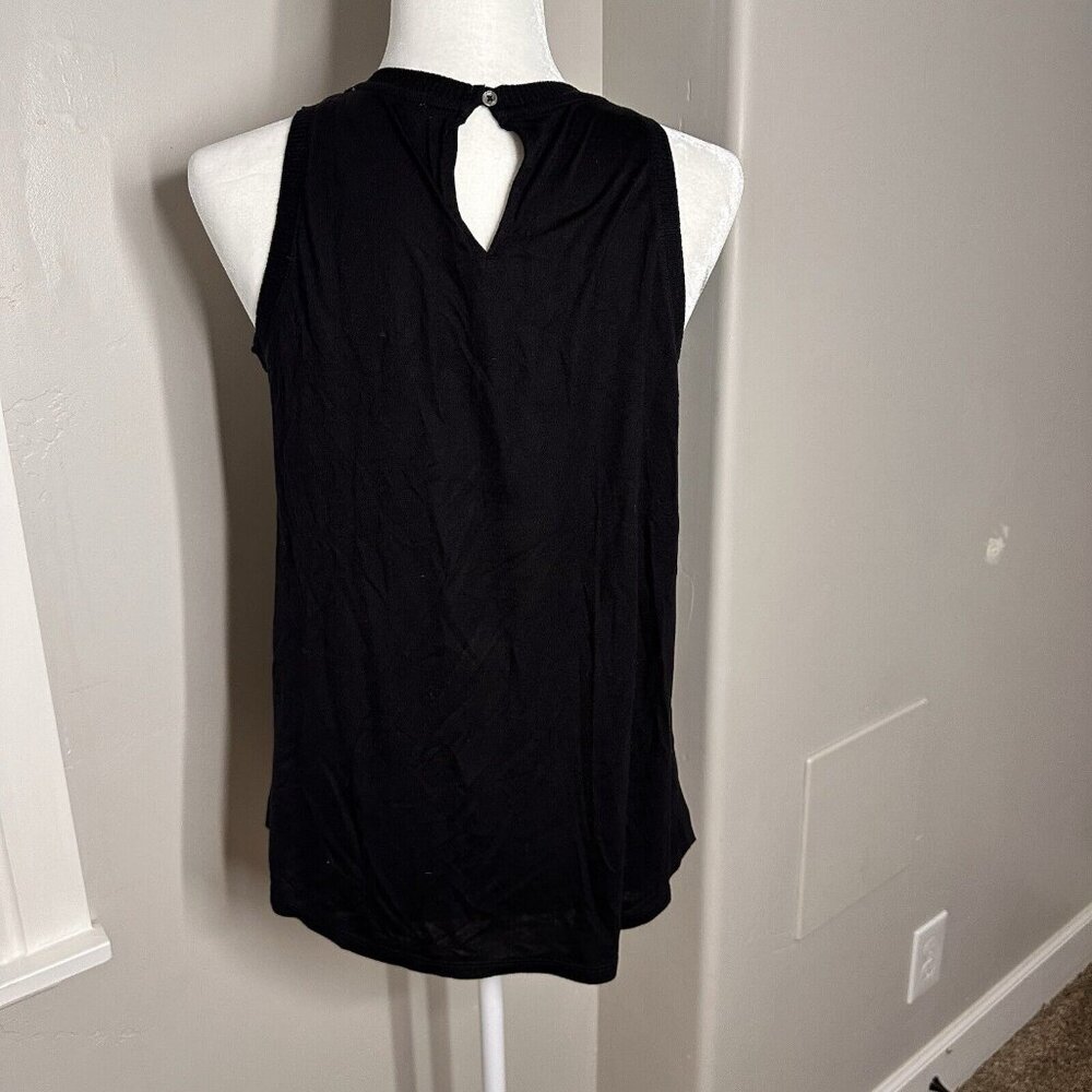 LOFT Black Tank Top Size SMALL See through Blouse Sleeveless Night Out - Picture 2 of 6